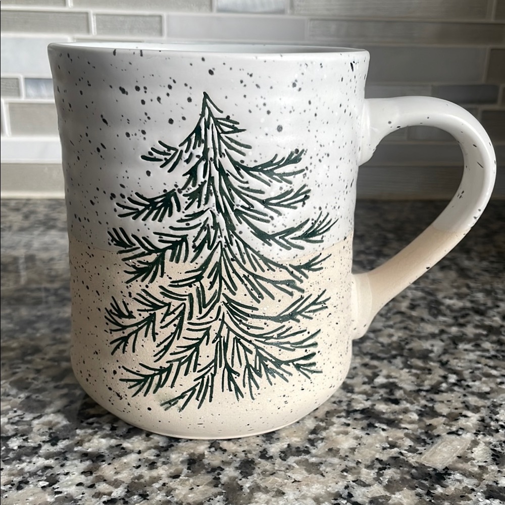Peppermint & Pine Speckled Large Mug Green Tree Christmas Holiday NWOT